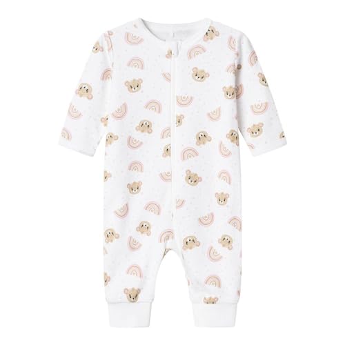 NAME IT Baby - Mädchen Nbfnightsuit Zip Orchid Pink Teddy Noos, Bright White, 56 von NAME IT