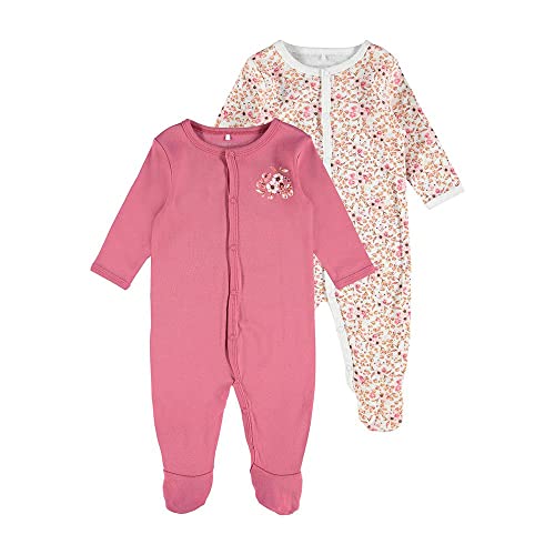 NAME IT Baby Mädchen Schlafanzug 2er-Pack mit Füßen Rose Wine-98 von NAME IT
