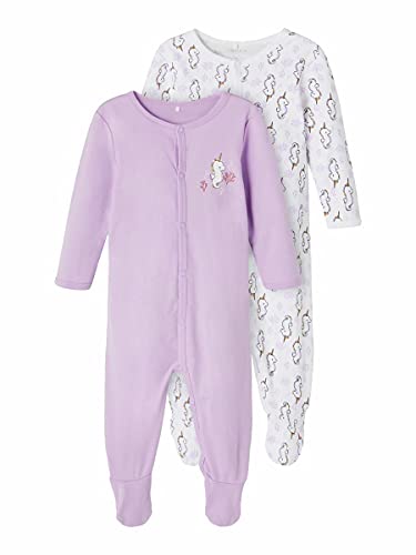 Name IT Baby Baby-Mädchen NBFNIGHTSUIT 2P W/F Lavendula NOOS Kleinkind-Schlafanzüge, 62 von NAME IT