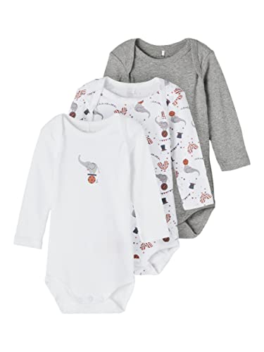 NAME IT 3er Pack Unisex Langarm Baby Bodys Grey Melange 62 von NAME IT