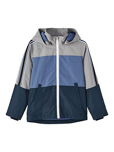 NAME IT Maxx Jacket Blue Block Männer Jacke grau/blau 128 100% Polyester (recycelt) Streetwear von NAME IT