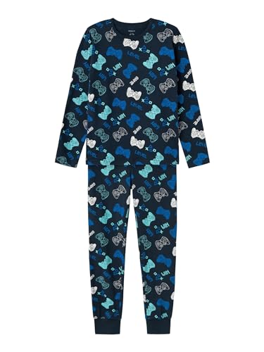 NAME IT Jungen Nkmnightset Dark Sapphire Gamer Noos Schlafanzug, Dark Sapphire, 98-104 EU von NAME IT