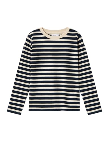 NAME IT Jungen Nkmrakarsten Heavy Top Langarmshirt, Summer Sand/Stripes:Dark Sapphire, 134-140 EU von NAME IT