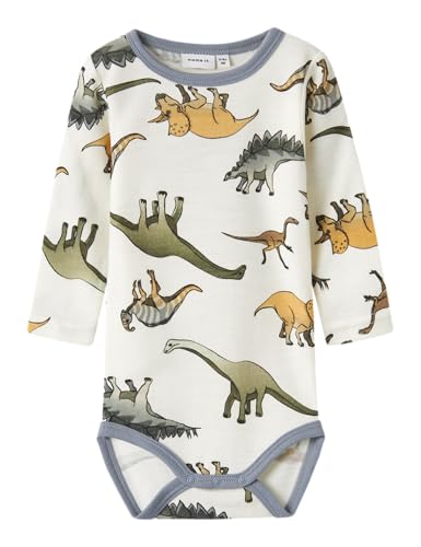 NAME IT Baby-Jungen NBMWILLITUS Wool LS Body NOOS Langarmbody, Weiß, 80 von NAME IT