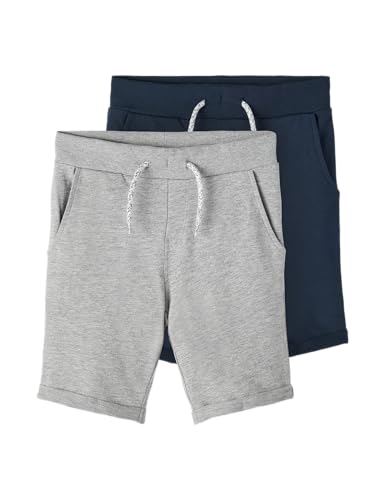 NAME IT Jungen NKMVERMO 2P Long SWE UNB F NOOS Shorts, Grey Melange/Pack:Packed with Dark Sapphire, 140 (2er Pack) NAME IT Jungen NKMVERMO 2P Long SWE UNB F NOOS Shorts, Grey Melange/Pack:Packed with Dark Sapphire, 140 (2er Pack) von NAME IT