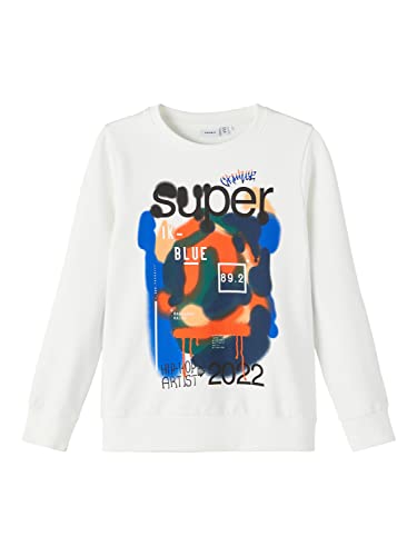 NAME IT Boy's NKMBANDY LS Sweat UNB Sweatshirt, White Alyssum, 134/140 von NAME IT