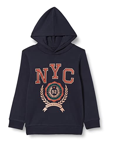 NAME IT Boy's NKMSMALLO LS Loose Sweat WH BRU Sweatshirt, Dark Sapphire, 122/128 von NAME IT