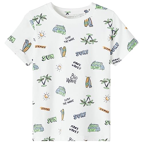 name it Boy's NMMFASAK SS TOP T-Shirt, Bright White, 104 von NAME IT