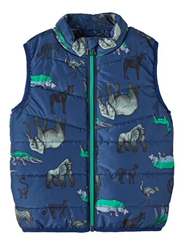 NAME IT Boy's NMMMYLANE Vest Animals Weste, Insignia Blue, 98 von NAME IT