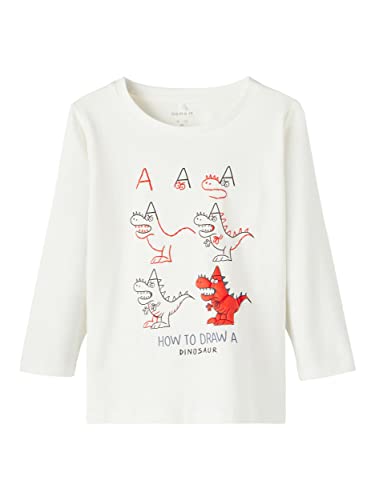 NAME IT Boy's NMMTEIS LS TOP Box Langarm Shirt, White Alyssum, 104 von NAME IT