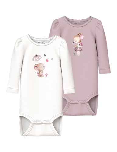NAME IT Damen Nbflotus 2P Ls Body Box, Cloud Dancer, Numeric_68 (2er Pack) von NAME IT