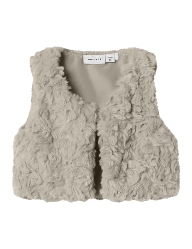 NAME IT Damen Nbfnano Fake Fur Vest, Island Fossil, 80 von NAME IT