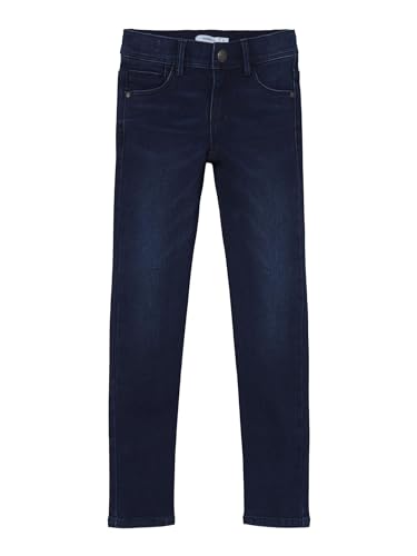 NAME IT Mädchen Nkfpolly Dnmtax buks Noos Hose, Dark Blue Denim, 134 EU von NAME IT