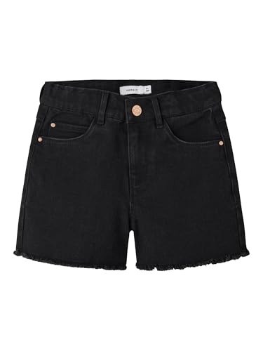 NAME IT Mädchen Nkfrose Hw Mom Dnm 8222-ya Noos Shorts, Black Denim, 128 EU von NAME IT