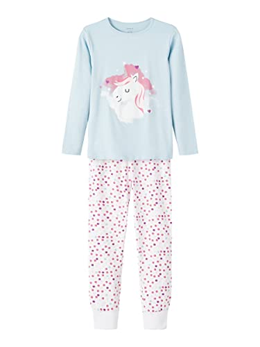 NAME IT Mädchen Nkfnightset Real Teal Unicorn Noos Pajama Set, Cool Blue, 146-152 EU von NAME IT