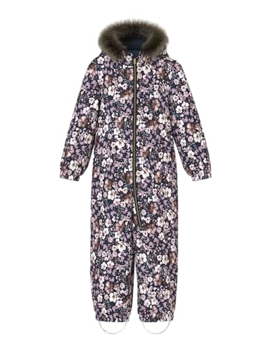 NAME IT Mädchen NMFSNOW10 Suit AOP FO NOOS Schneeanzug, Dark Sapphire/AOP:Flower, 104 von NAME IT