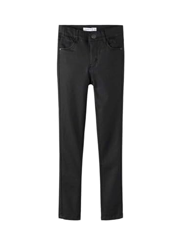 NAME IT Mädchen Nkfpolly Dnmcoated 7676 Hw Pant Noos Hose, Black Denim, 140 EU von NAME IT