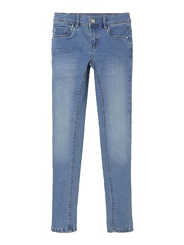 NAME IT Mädchen Nkfpolly Dnmatasis Pant Noos Hose, Light Blue Denim, 122 EU von NAME IT