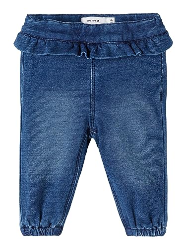 NAME IT Mädchen Nbfbibi Dnmatorinas Swe Pant Noos Hose, Dark Blue Denim, 74 EU von NAME IT