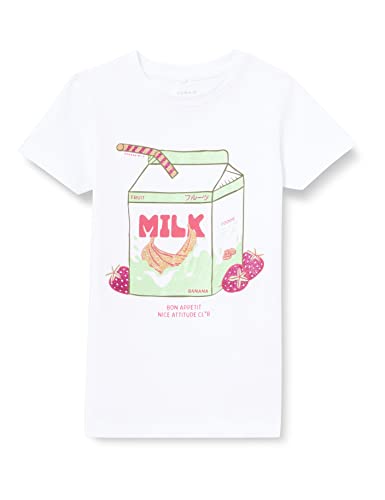 name it Girl's NKFDEMMA SS TOP Box T-Shirt, Bright White, 116 von NAME IT