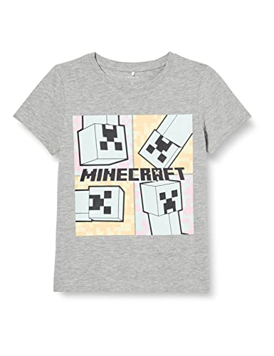 NAME IT Girl's NKFJASSA Minecraft SS TOP Bio T-Shirt, Grey Melange, 134-140/9-10Y von NAME IT