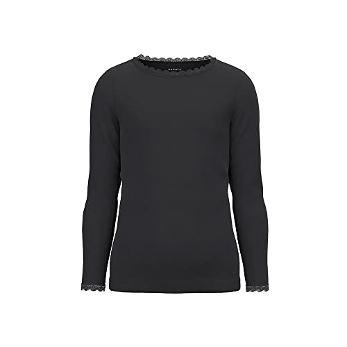 NAME IT Mädchen Nkflitte Xsl Top Noos Langarmshirt, Schwarz, 116 EU von NAME IT