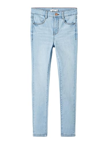 NAME IT Girl's NKFPOLLY HW Skinny Jeans 1180-ST NOOS Jeanshose, Light Blue Denim, 128 von NAME IT