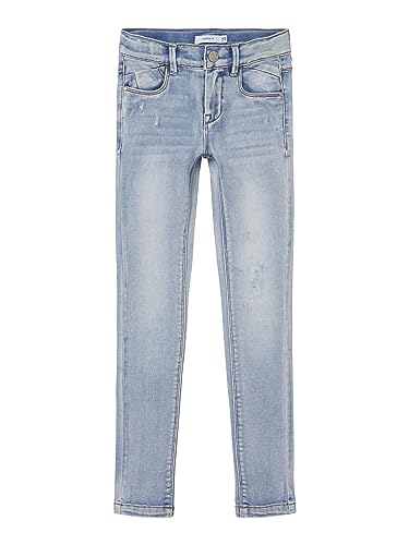 NAME IT Girl's NKFPOLLY Skinny Jeans 1185-ON NOOS Jeanshose, Light Blue Denim, 122 von NAME IT