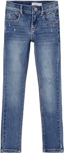 NAME IT Girl's NKFPOLLY Skinny Jeans 1185-ON NOOS Jeanshose, Medium Blue Denim, 122 von NAME IT