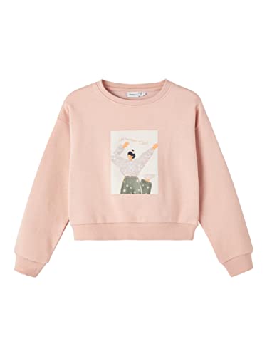 NAME IT Girl's NKFTANISE LS Loose Short Sweat BRU Sweatshirt, Rose Smoke, 134/140 von NAME IT