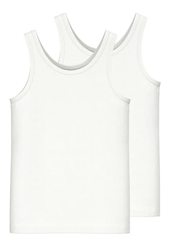 NAME IT Girl's NKFUU Tank TOP 2P NOOS Unterhemd, Bright White, 122/128 von NAME IT