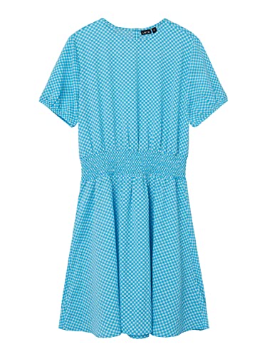 NAME IT Mädchen Nlfeckali Ss Dress Kleid, Swim Cap/Checks:Swim Cap/Iced Aqua, 164 von NAME IT