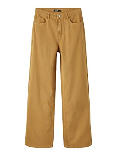 NAME IT Girl's NLFROLIZZA TWI HW Wide Pant Jeans, Dull Gold, 164 von NAME IT