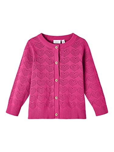 name it Girl's NMFDESOLLE LS Knit Card Strickjacke, Pink Yarrow, 98 von NAME IT