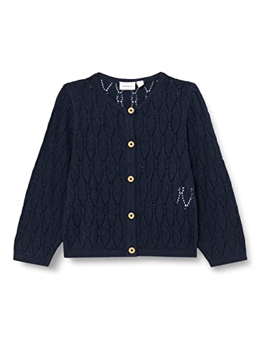 name it Girl's NMFFALILLE LS Knit Card Strickjacke, Dark Sapphire, 98 von NAME IT