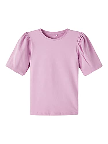 NAME IT Girl's NMFIONE SS TOP PB Kurzärmeliges Shirt, Smoky Grape, 110 von NAME IT