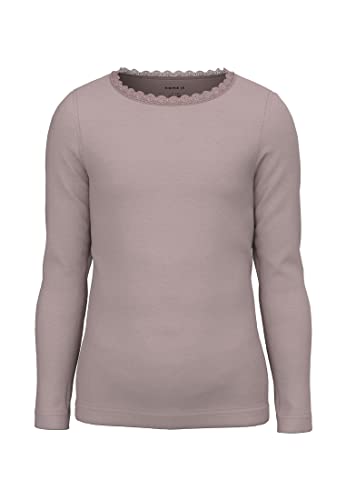 NAME IT Girl's NMFKAB LS TOP NOOS Langarm Shirt, Deauville Mauve/Detail:Melange, 110 von NAME IT