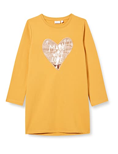 NAME IT Girl's NMFKAMALA Light Sweat Tunic UNB Langarmshirt, Amber Gold, 98 von NAME IT