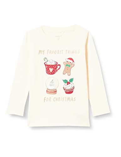 NAME IT Girl's NMFREINDUR LS TOP Box Langarmshirt, Buttercream, 110 von NAME IT