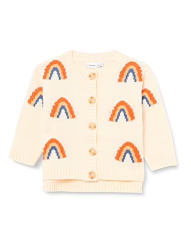 NAME IT Girl's NMFTELENA LS Knit Card Strickjacke, Buttercream, 104 von NAME IT