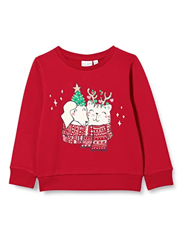 NAME IT Girl's NMFVISMAS LS Sweat BRU RR Sweatshirt, Jester Red, 92 von NAME IT