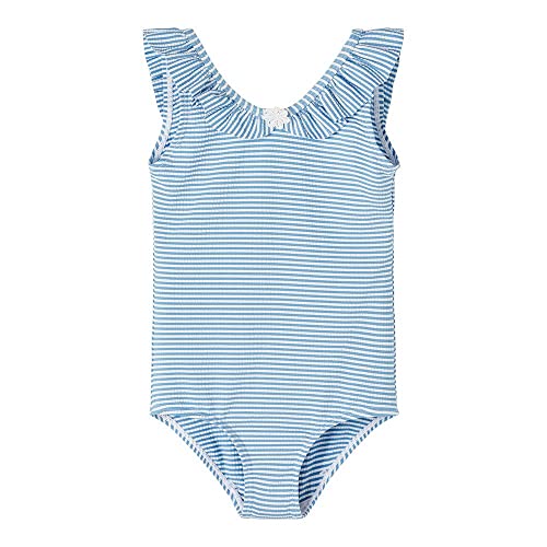 NAME IT Girl's NMFZANNAH Swimsuit NOOS Badeanzug, Silver Lake Blue, 110/116 von NAME IT