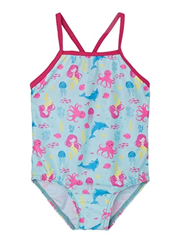 NAME IT Girl's NMFZIZA Swimsuit Box TB Badeanzug, Aqua Splash, 86/92 von NAME IT