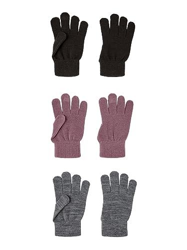 NAME IT Handschuhe NKNMAGIC Gloves 3P NOOS, Wistful Mauve/Pack:3 Pack with Grey Mel./Black, 4 von NAME IT