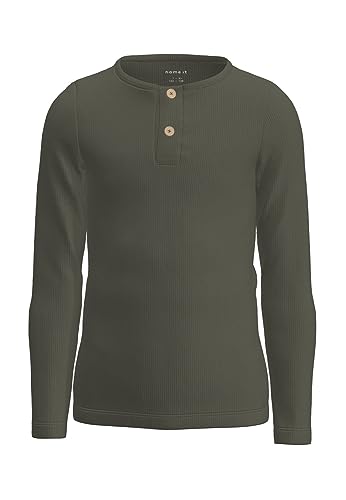 NAME IT Jungen Langarm Shirt Nmmkab Ls Top Noos, Dusty Olive/Detail:melange, 104 von NAME IT