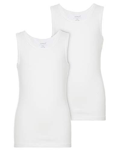 NAME IT Jungen NITTANK TOP 2P SOLID K B NOOS Unterhemd, Weiß (Bright White), 140 (2er Pack) von NAME IT