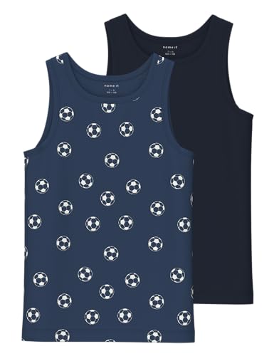 NAME IT Jungen NKMTANK TOP 2P Dark Denim Football NOOS Unterhemd, 110 (2er Pack) von NAME IT