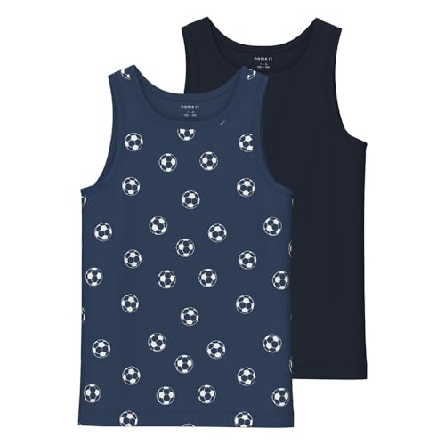 NAME IT Jungen NKMTANK TOP 2P Dark Denim Football NOOS Unterhemd, 158/164 von NAME IT