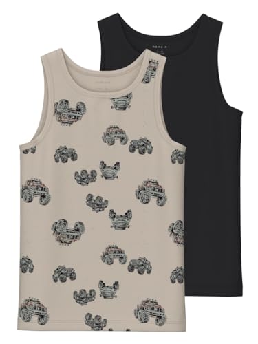 NAME IT Jungen NKMTANK TOP 2P Peyote Monster Truck NOOS Unterhemd, 158/164 (2er Pack) von NAME IT