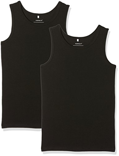 NAME IT Jungen NKMTANK TOP SOLID NOOS Unterhemd, Schwarz (Black), 122 (Herstellergröße: 122-128) (2er Pack) von NAME IT